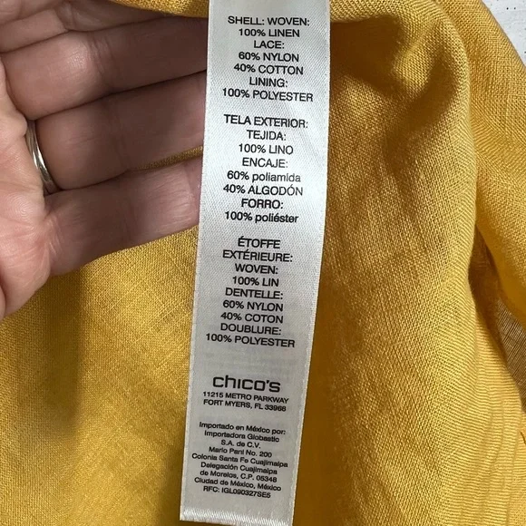 Chico's Yellow Lace Tunic Top - Picture 4 of 7